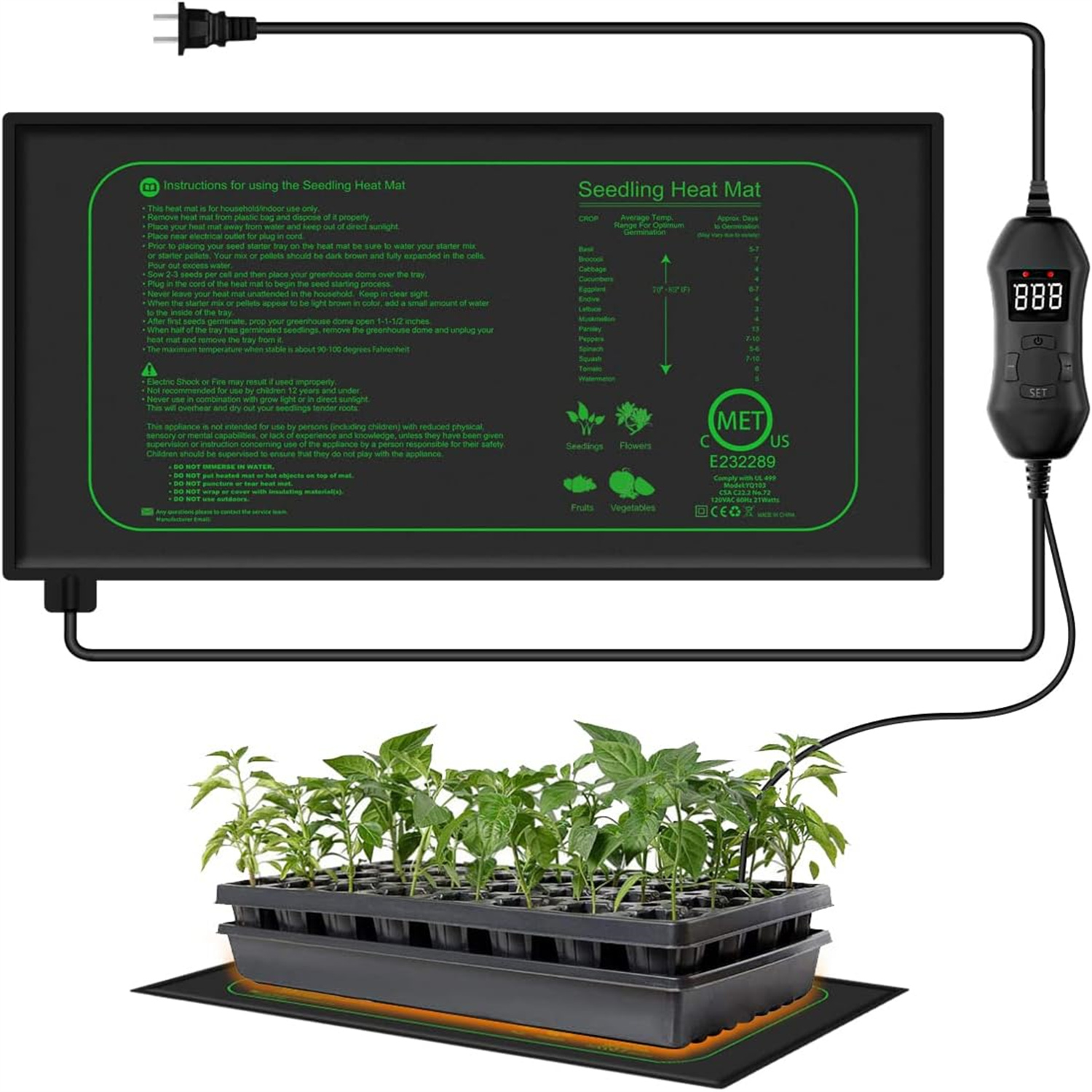 디지털 온도 조절기가 있는 묘목 열 매트, 실내 식물  - Seedling Heat Mat 리뷰 및 가격